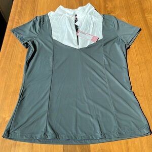 Hannah Childs, size M, carbon colored show shirt with zip front
